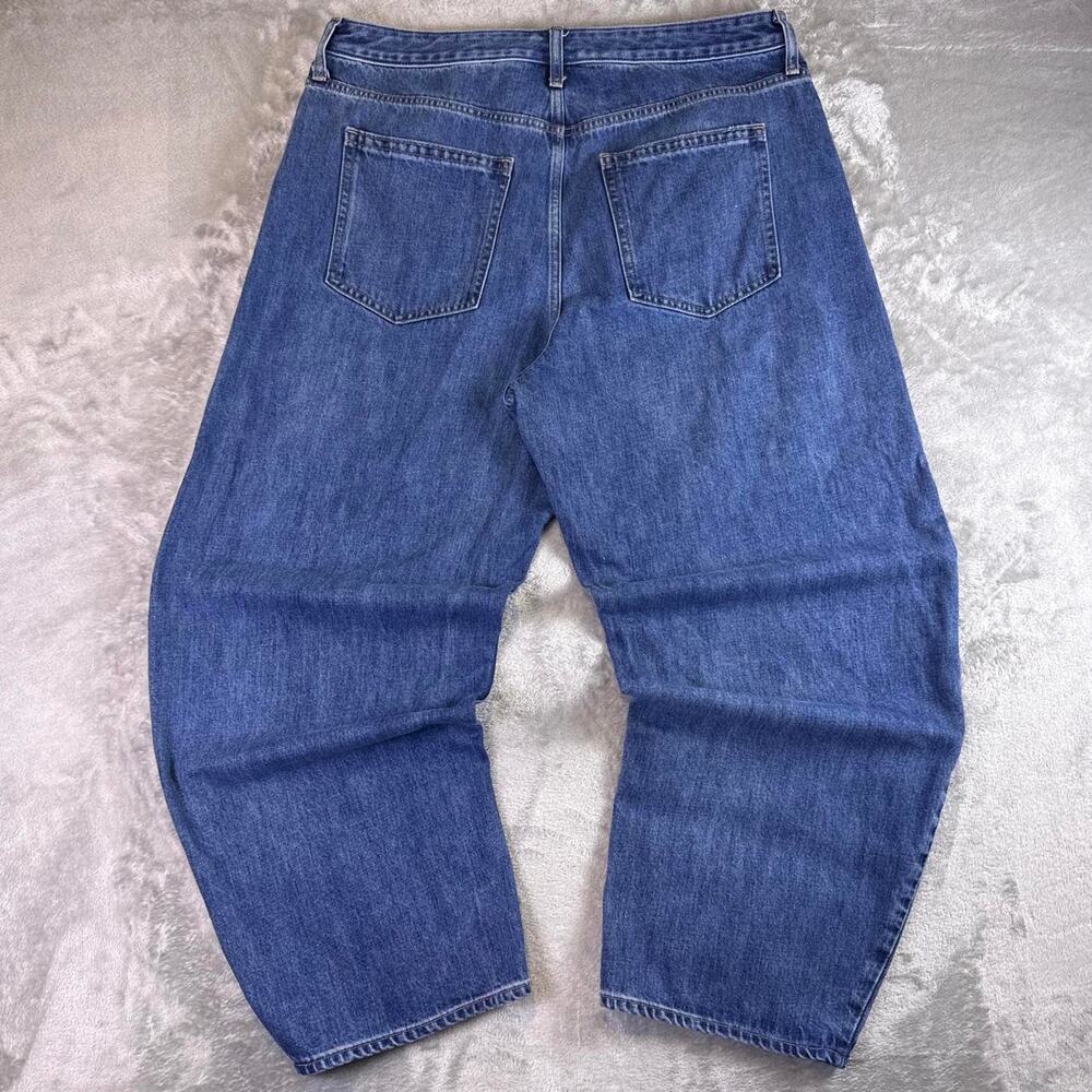 GAP Curvy Barrel High Rise Jeans Women’s 33x16R Blue Denim Wide Leg Baggy